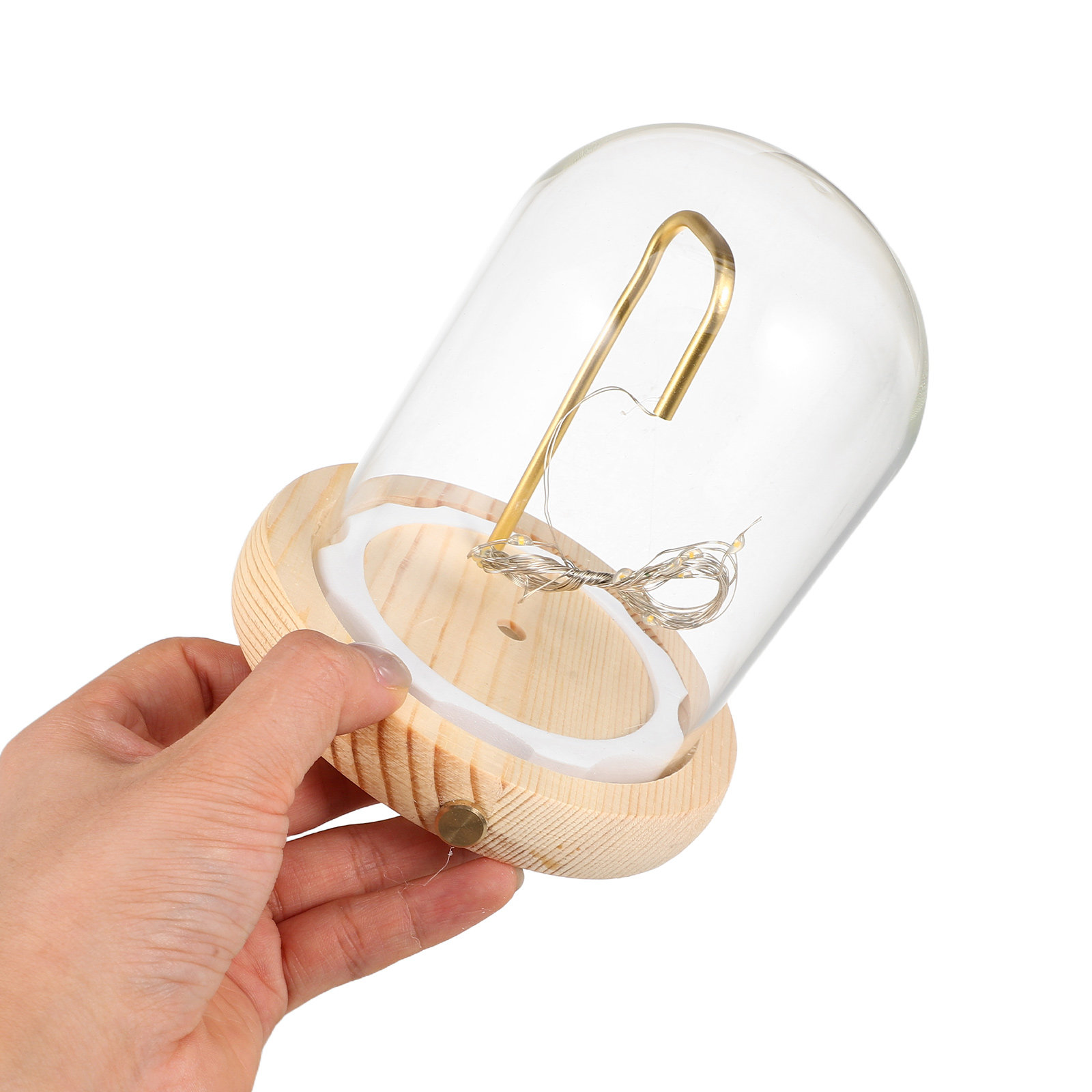 Plastic Dome Clear - قبة عرض زجاجية بقاعدة خشبية وإضاءة