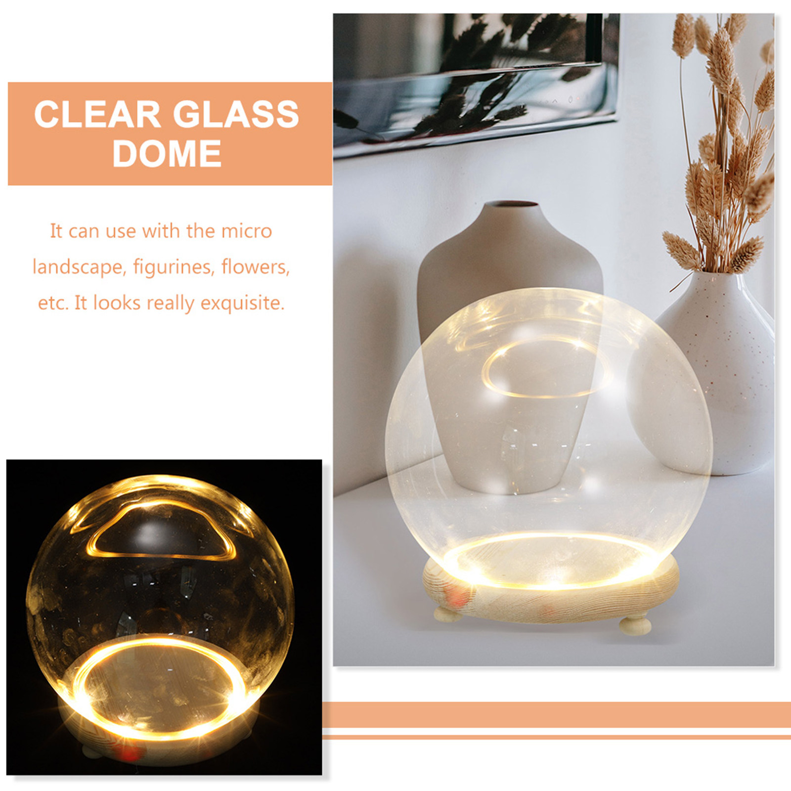 غطاء زجاجي مع قاعدة خشبية لعرض - مراجعة Plastic Dome Clear وسعره
